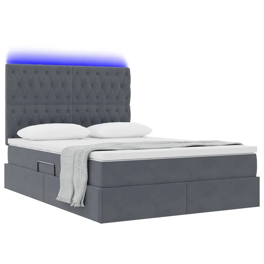 Lit de rangement LED avec matelas Gris foncé 140 x 190 cm - 3