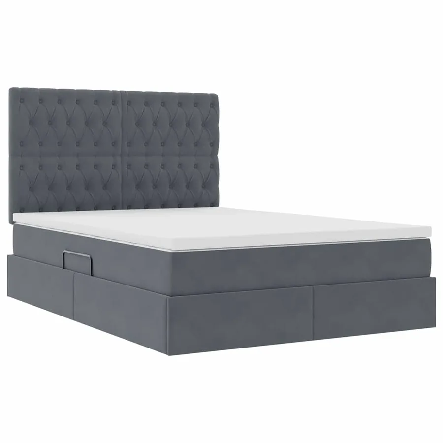 Lit de rangement LED avec matelas Gris foncé 140 x 190 cm - 6