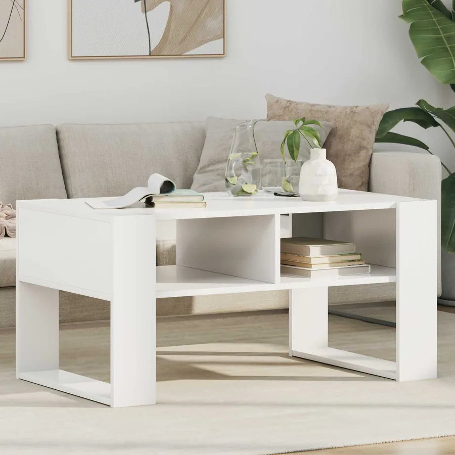 Table basse Blanc 92 x 53 x 45 cm Bois d'ingénierie