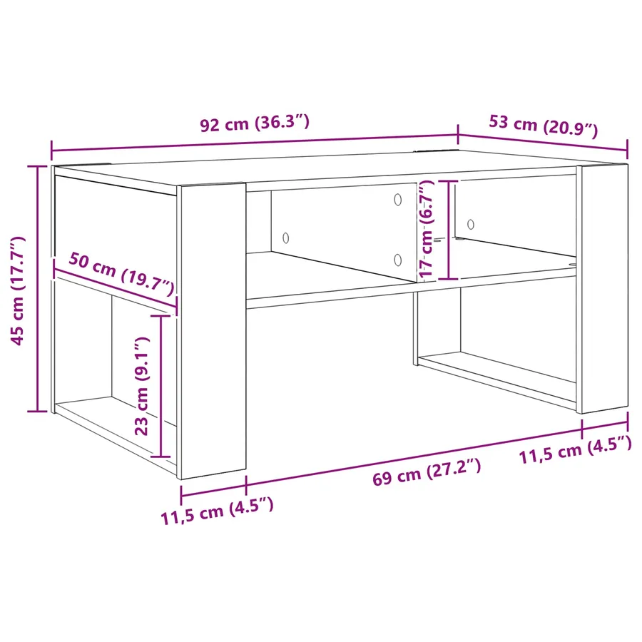 Table basse Blanc 92 x 53 x 45 cm Bois d'ingénierie - 10