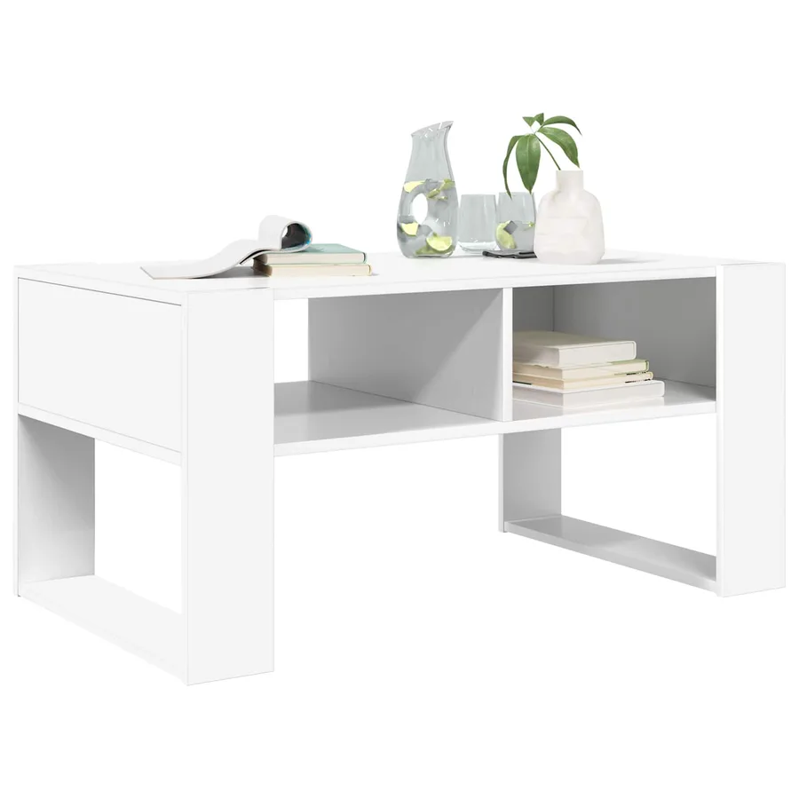 Table basse Blanc 92 x 53 x 45 cm Bois d'ingénierie - 3