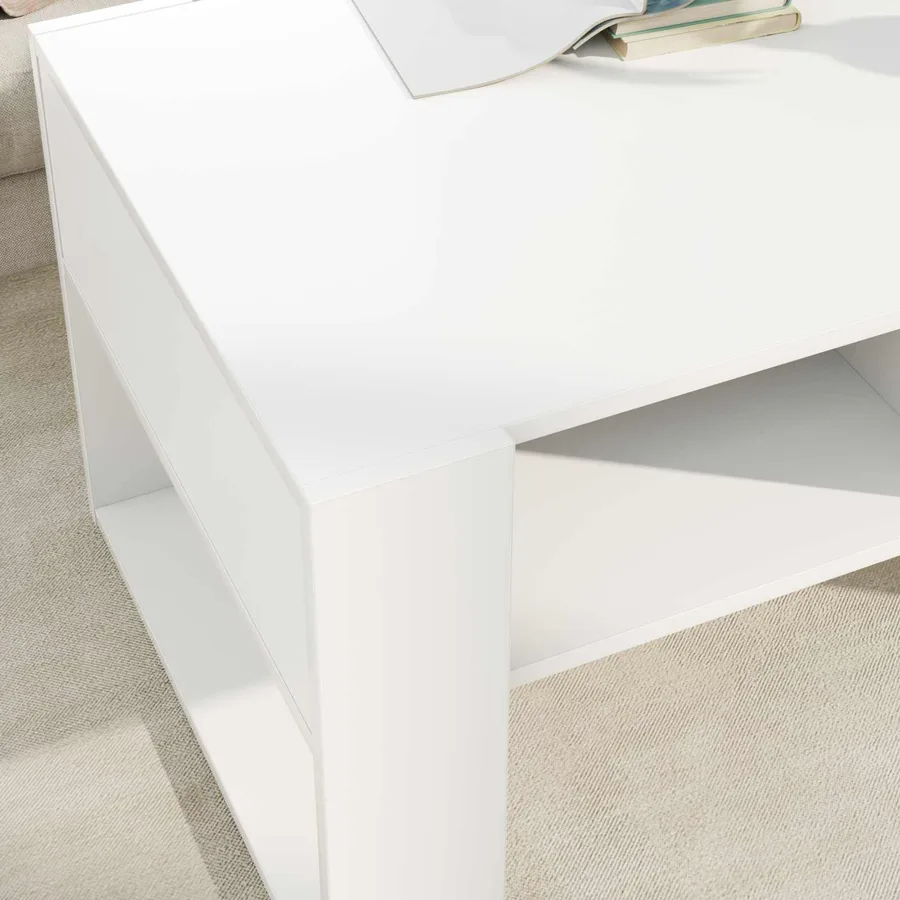 Table basse Blanc 92 x 53 x 45 cm Bois d'ingénierie - 4