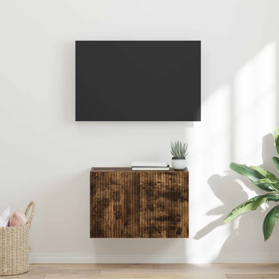 Meuble TV mural Chêne fumé 59,5 x 31 x 40 cm Bois d'ingénierie