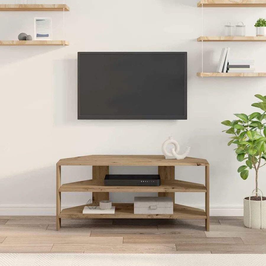 MeubleTVd'Angle 102x40,5x45cm Chêne artisanal Bois d'ingénierie - 4