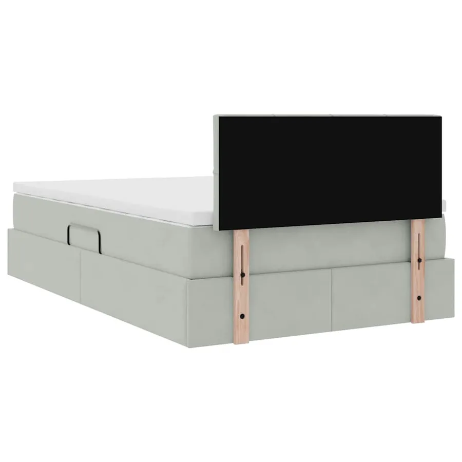 Lit de Rangement avec matelas Gris clair 120 x 200 cm Velours - 11