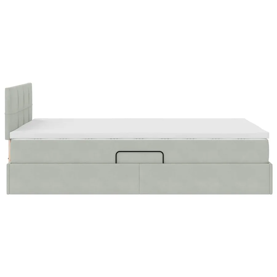 Lit de Rangement avec matelas Gris clair 120 x 200 cm Velours - 8