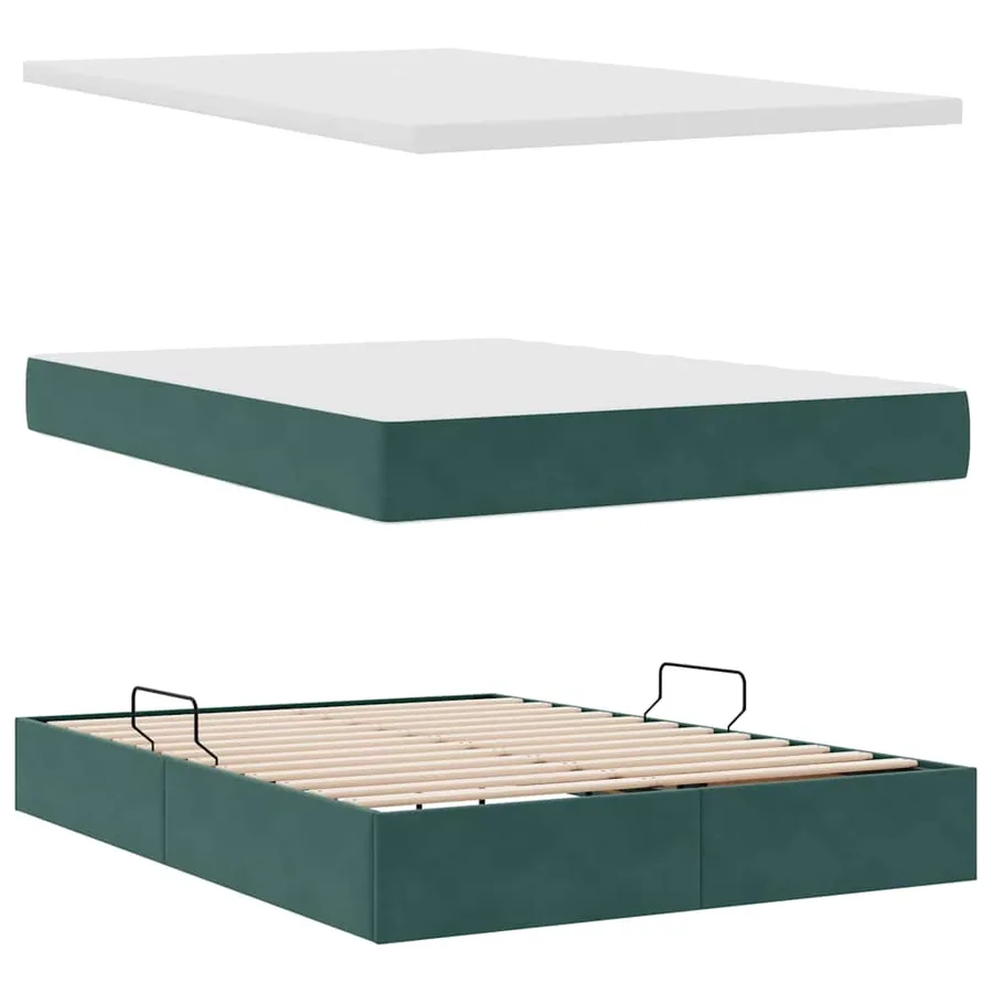 Lit de Rangement avec matelas Vert foncé 140 x 190 cm Velours - 7