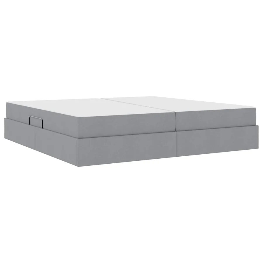 Lit avec rangement et matelas Gris clair 200 x 200 cm Polyester - 8