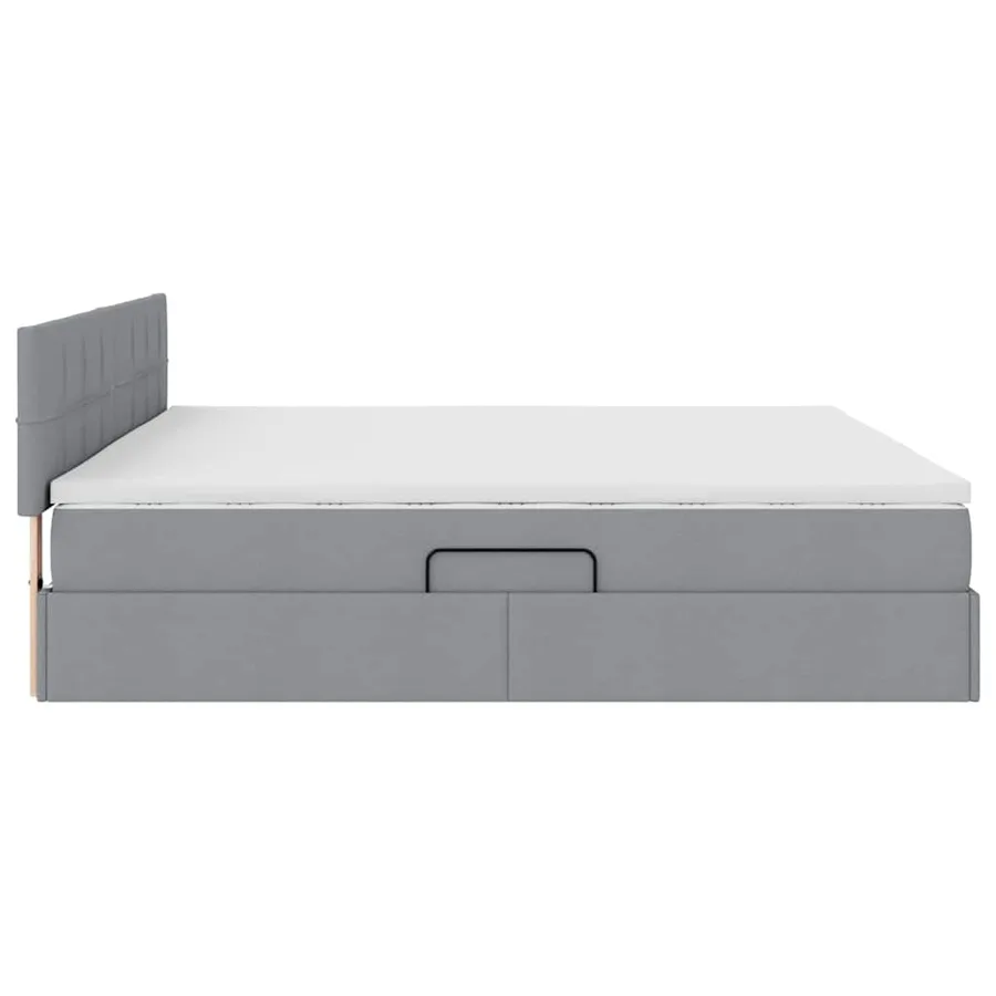 Lit de rangement LED avec matelas Gris clair 200 x 200 cm Tissu - 10