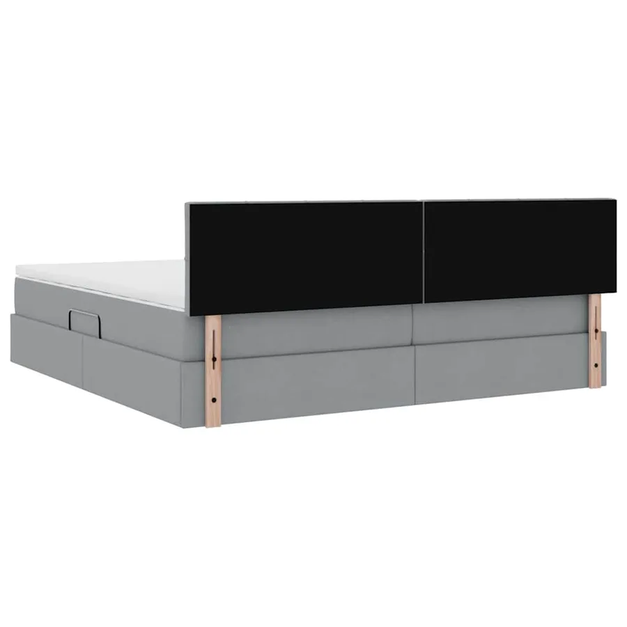 Lit de rangement LED avec matelas Gris clair 200 x 200 cm Tissu - 11