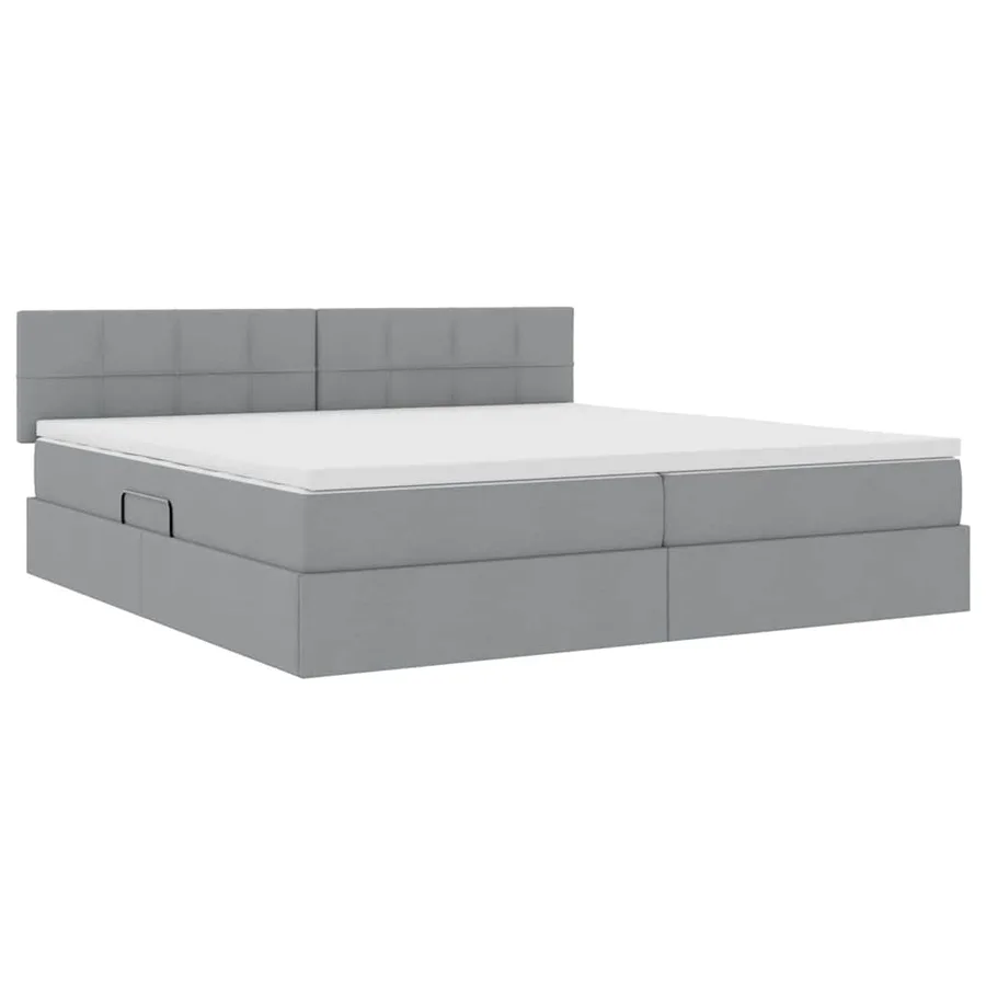Lit de rangement LED avec matelas Gris clair 200 x 200 cm Tissu - 6