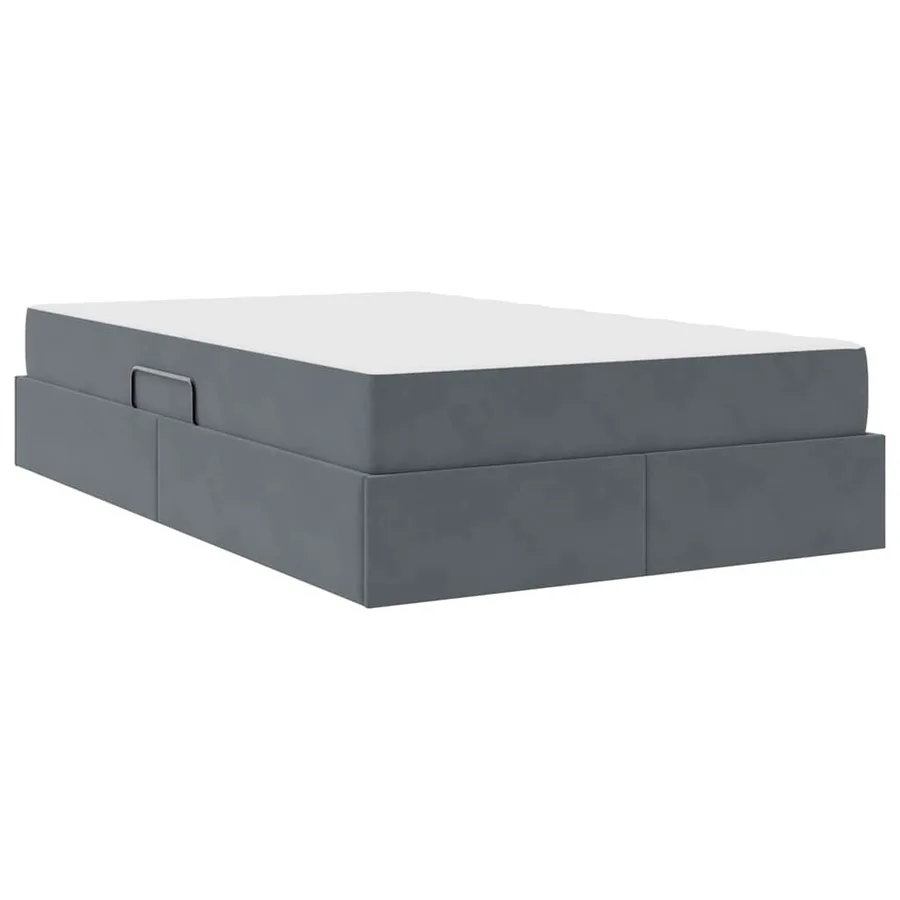 Lit avec rangement et matelas Gris foncé 120 x 200 cm Velours - 8