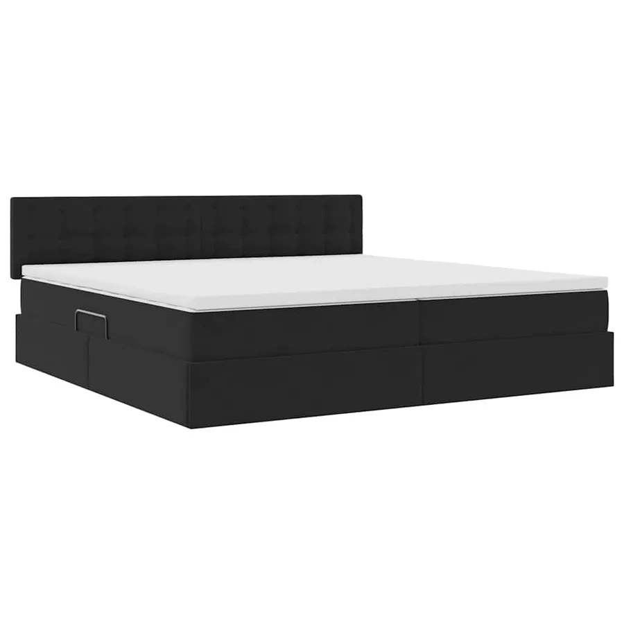 Lit de Rangement avec matelas Noir 200 x 200 cm Velours - 5