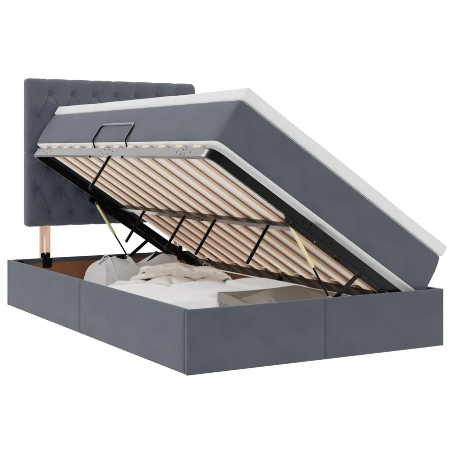Lit de rangement LED avec matelas Gris foncé 120 x 200 cm - 2