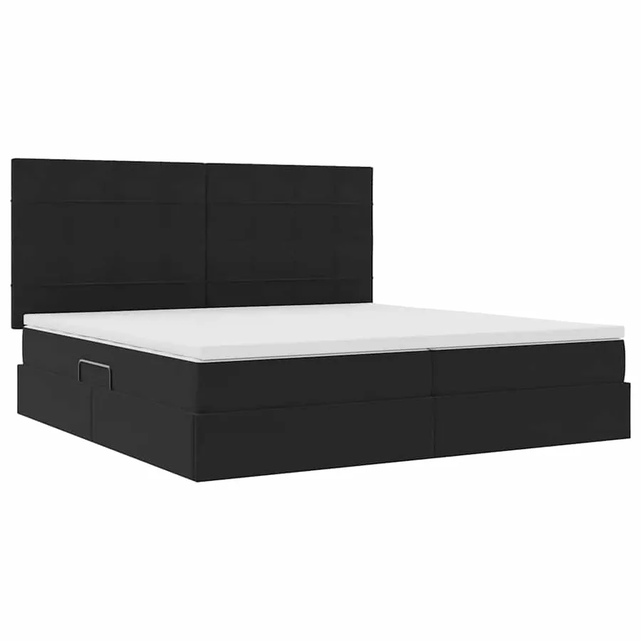 Lit de rangement LED avec matelas Noir 200 x 200 cm Velours - 6