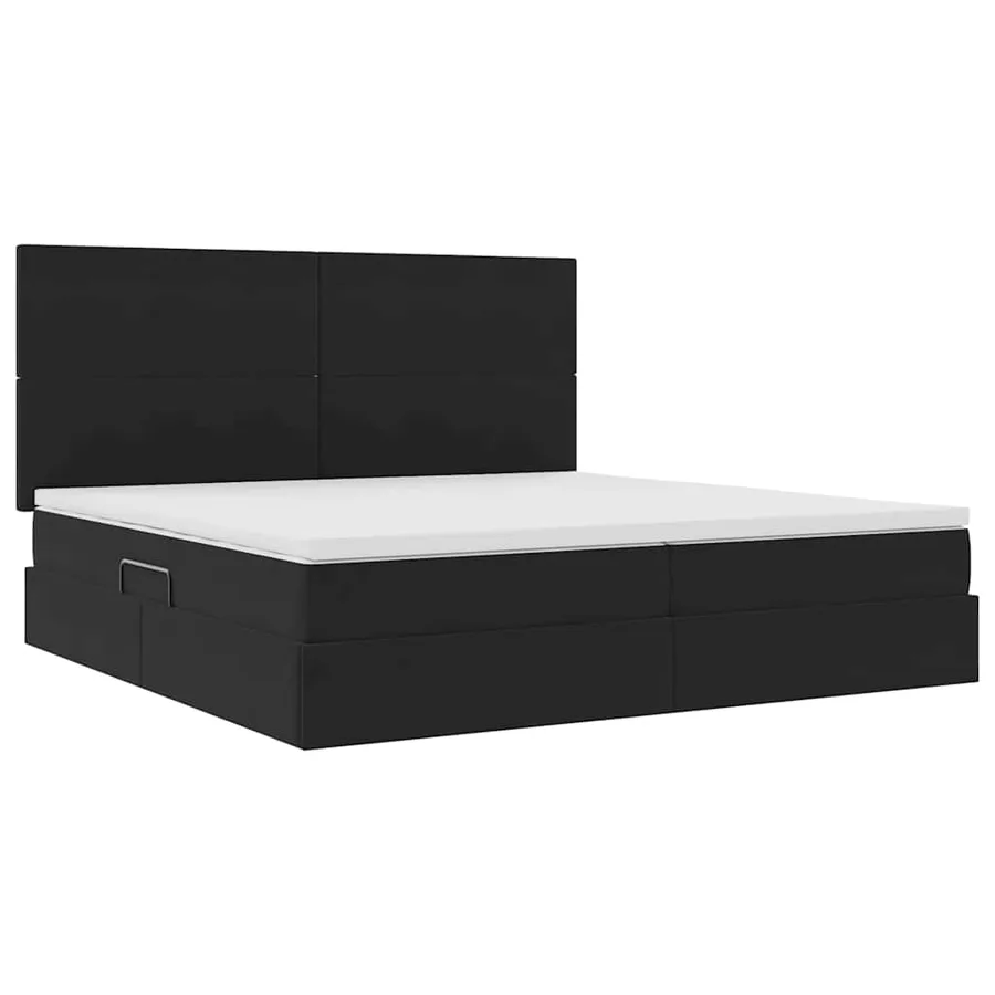 Lit avec rangement et matelas Noir 200 x 200 cm Velours - 5