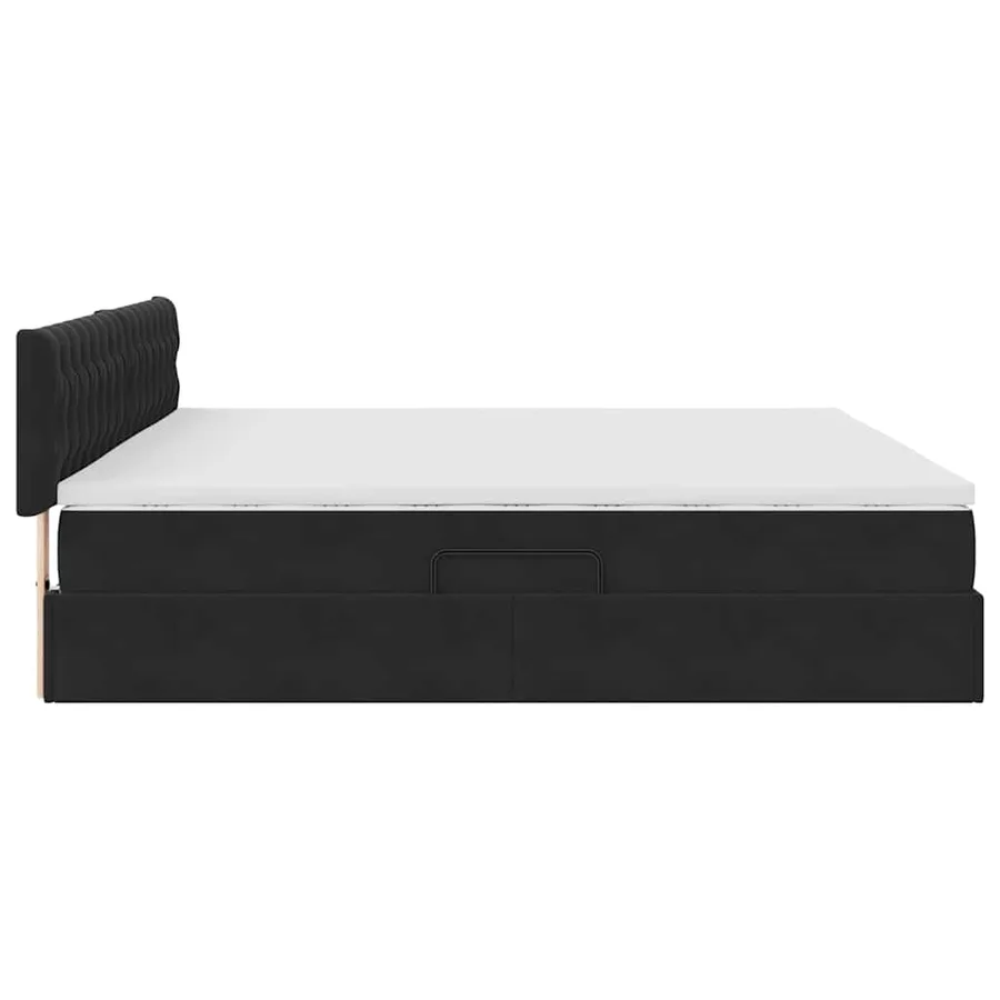 Lit de rangement LED avec matelas Noir 200 x 200 cm Velours - 11