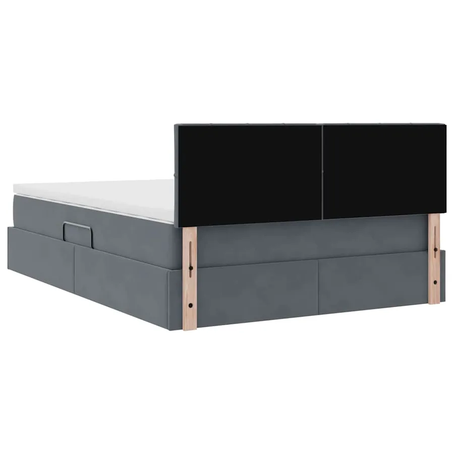 Lit de Rangement avec matelas Gris foncé 140 x 190 cm Velours - 11