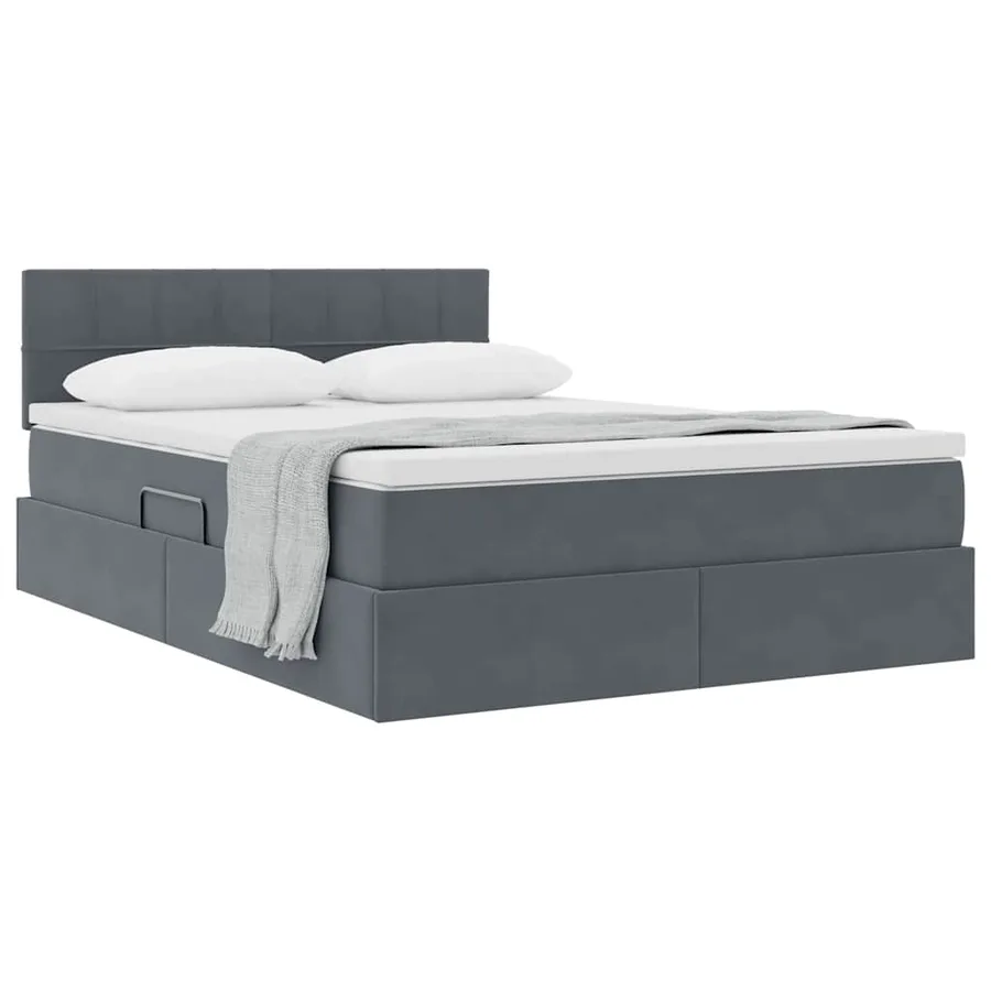 Lit de Rangement avec matelas Gris foncé 140 x 190 cm Velours - 3