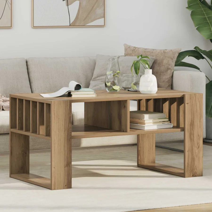 Table basse Chêne artisanal 92 x 49,5 x 45 cm Bois d'ingénierie