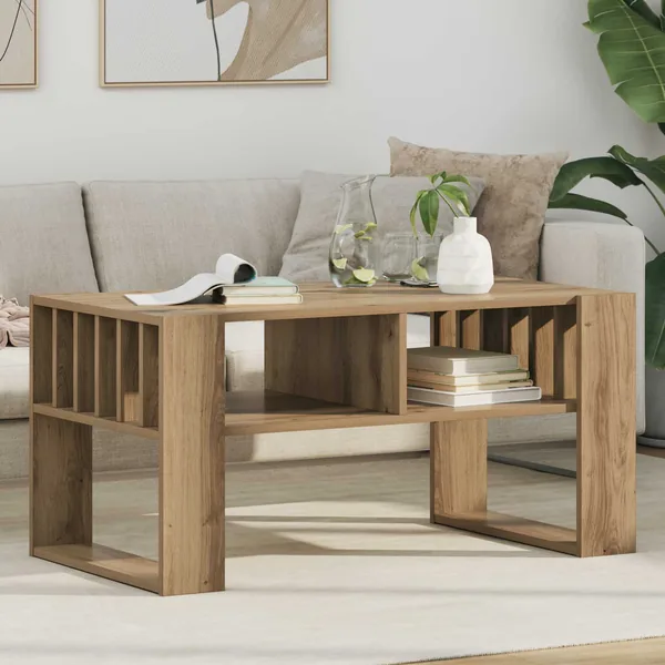 Table basse Chêne artisanal 92 x 49,5 x 45 cm Bois d'ingénierie