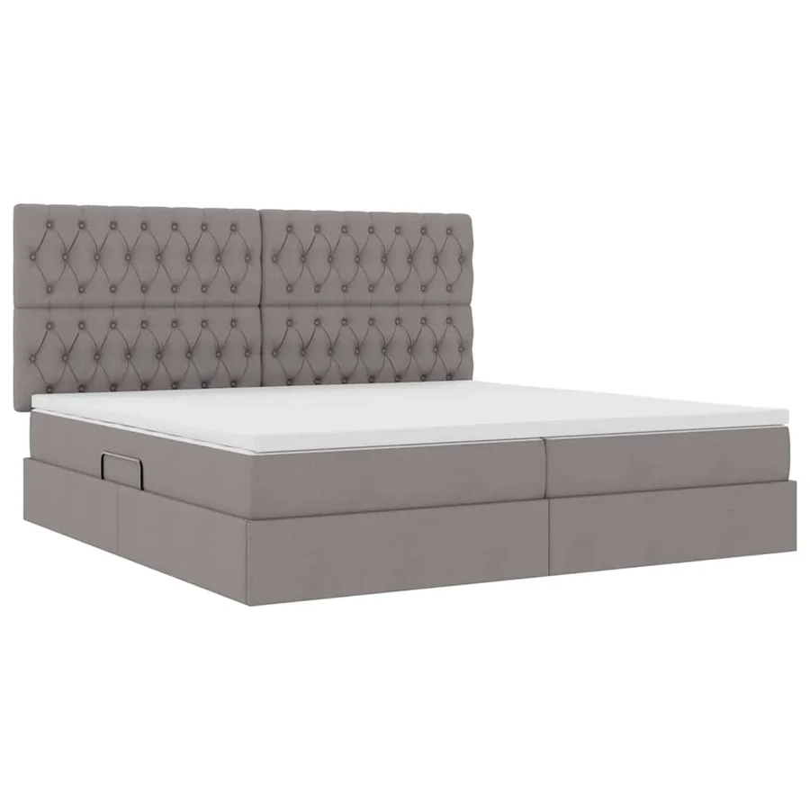 Lit avec rangement et matelas Taupe 200 x 200 cm tissu - 5