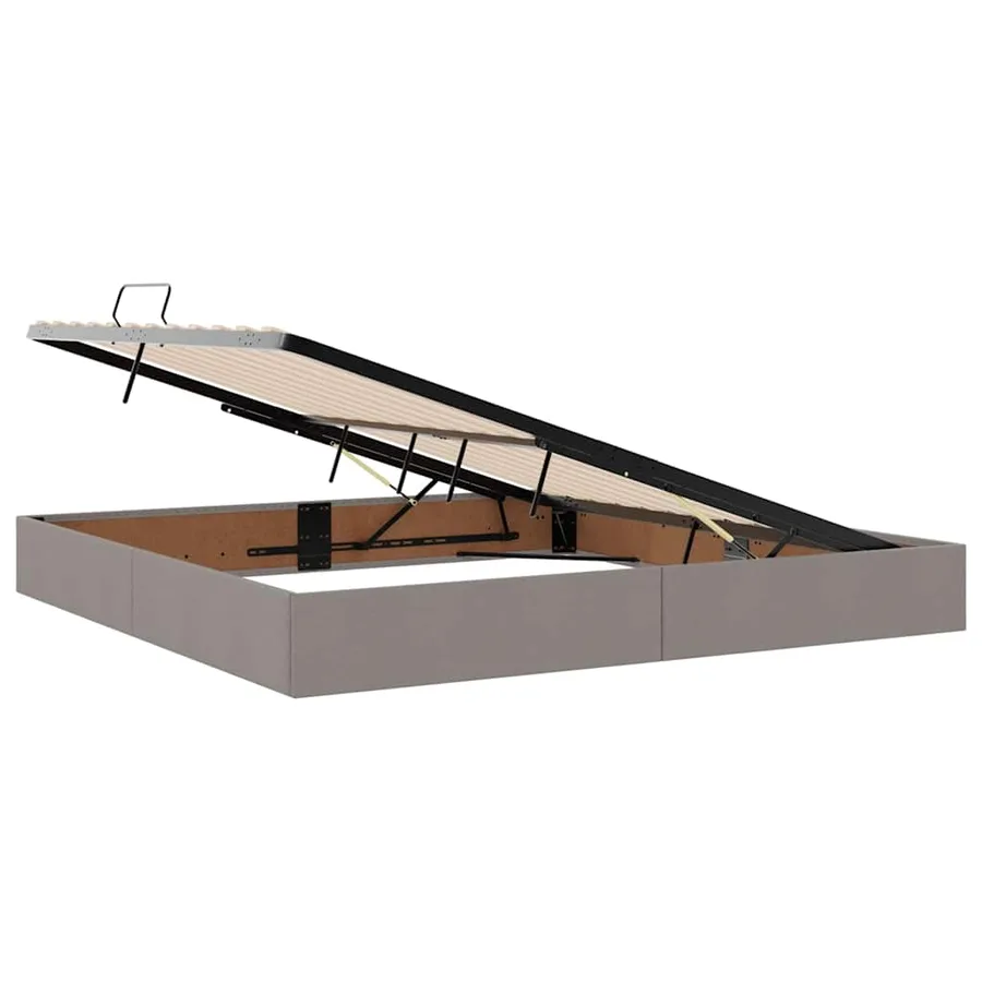 Lit avec rangement et matelas Taupe 200 x 200 cm tissu - 6