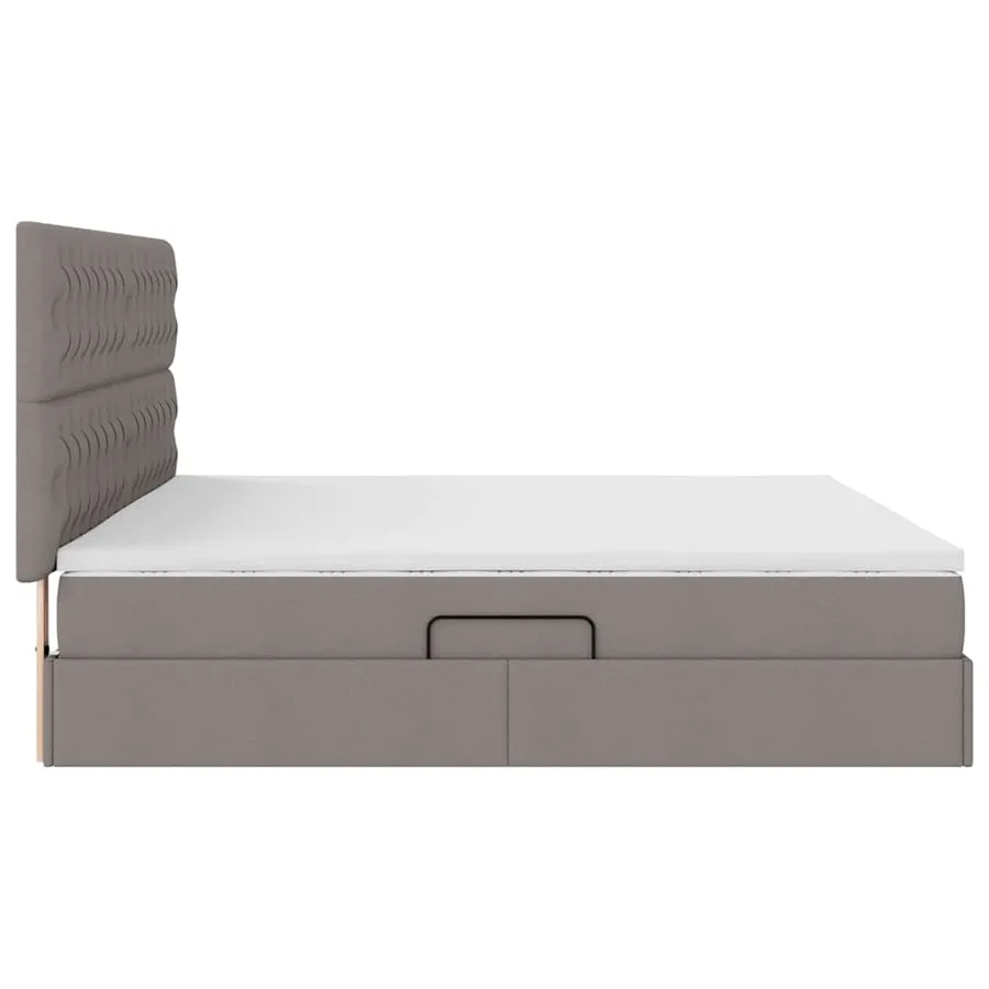Lit avec rangement et matelas Taupe 200 x 200 cm tissu - 8