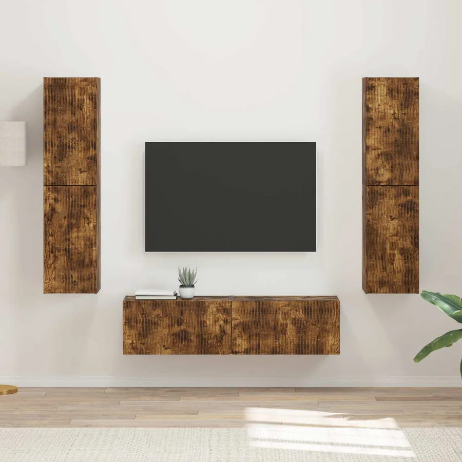 Ensemble meuble TV 6 pcs Chêne fumé Bois d'ingénierie
