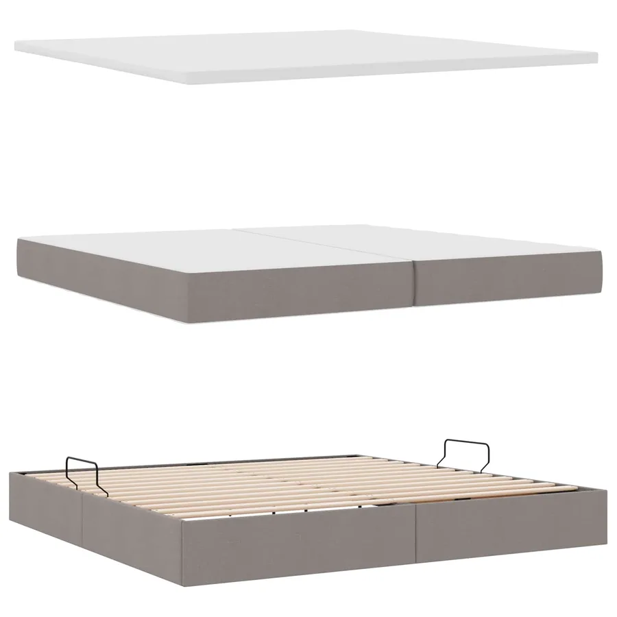Lit de rangement LED avec matelas Taupe 200 x 200 cm Tissu - 7