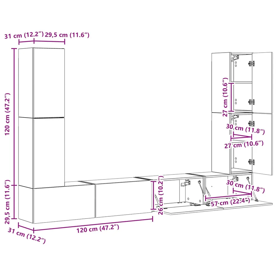 Ensemble meuble TV 8 pcs Chêne fumé Bois d'ingénierie - 13