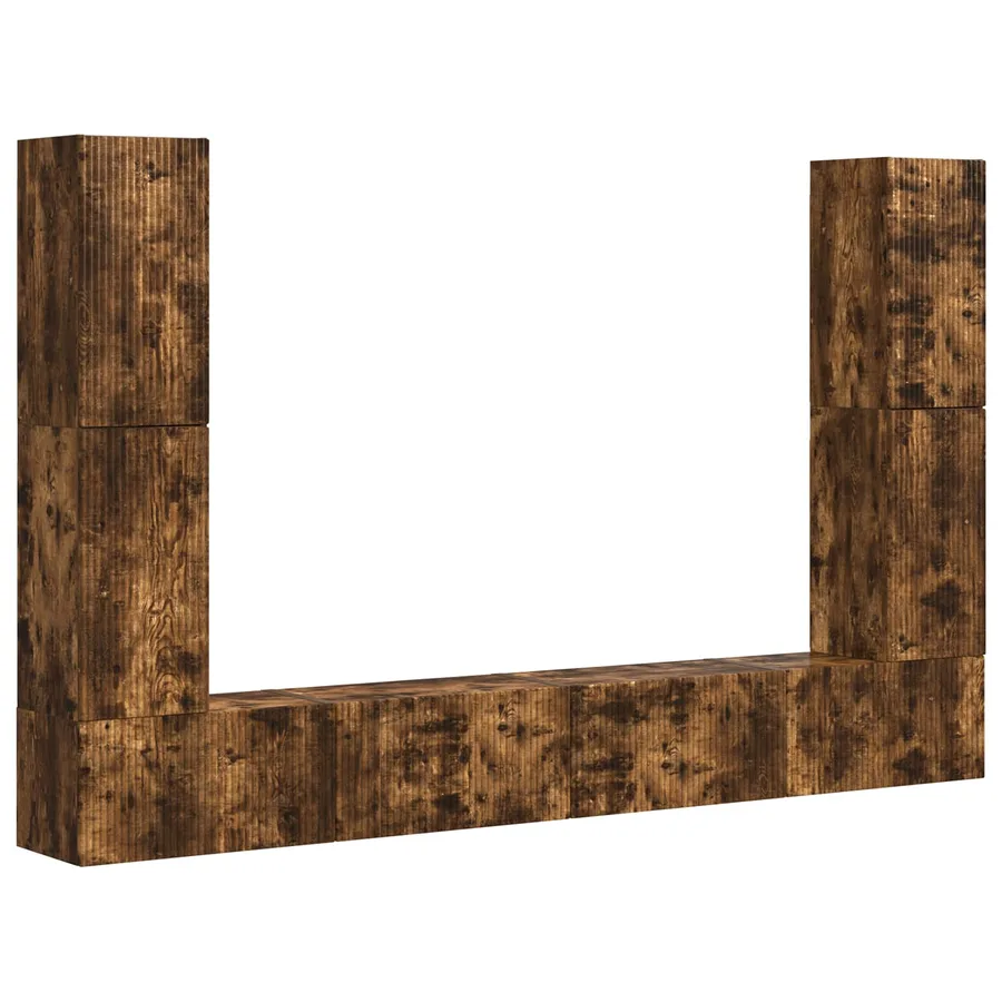 Ensemble meuble TV 8 pcs Chêne fumé Bois d'ingénierie - 2