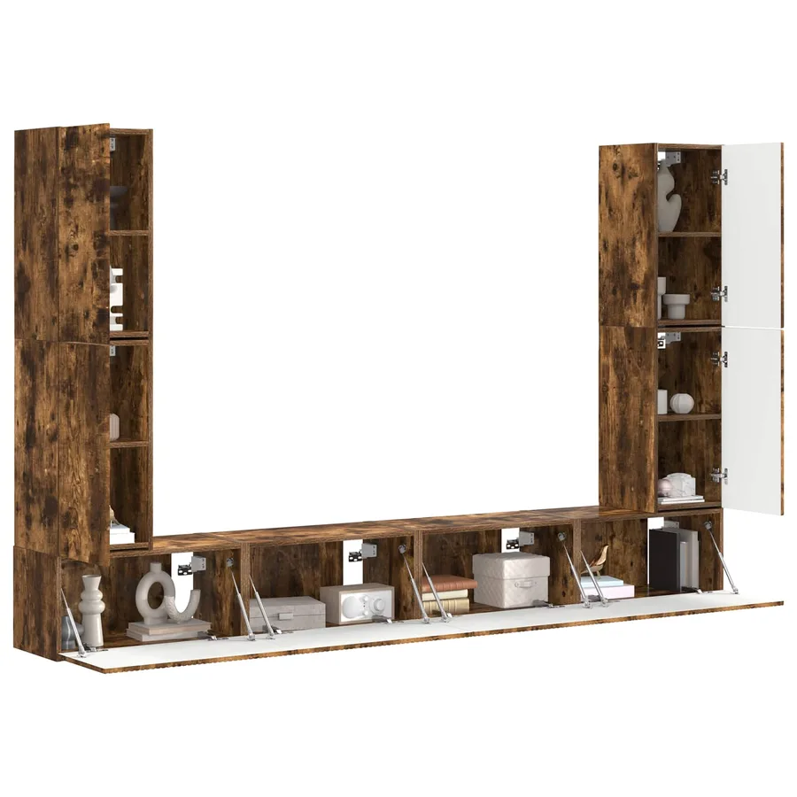Ensemble meuble TV 8 pcs Chêne fumé Bois d'ingénierie - 3