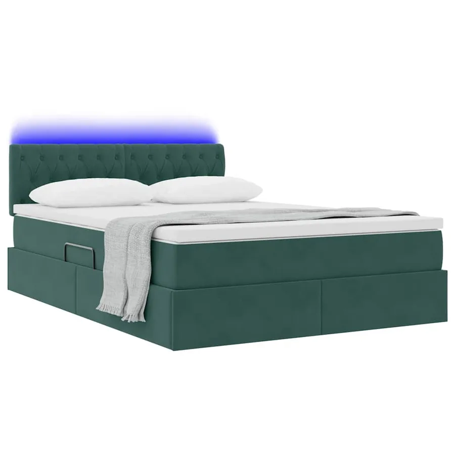 Lit de rangement LED avec matelas Vert foncé 140 x 190 cm - 3