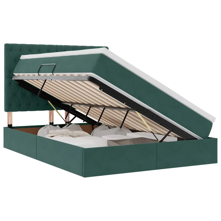 Lit de rangement LED avec matelas Vert foncé 140 x 190 cm - 2