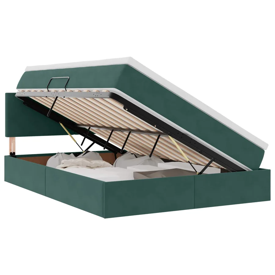 Lit de Rangement avec matelas Vert foncé 140 x 190 cm Velours - 2