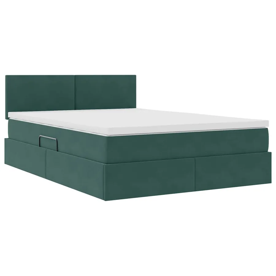 Lit de Rangement avec matelas Vert foncé 140 x 190 cm Velours - 5