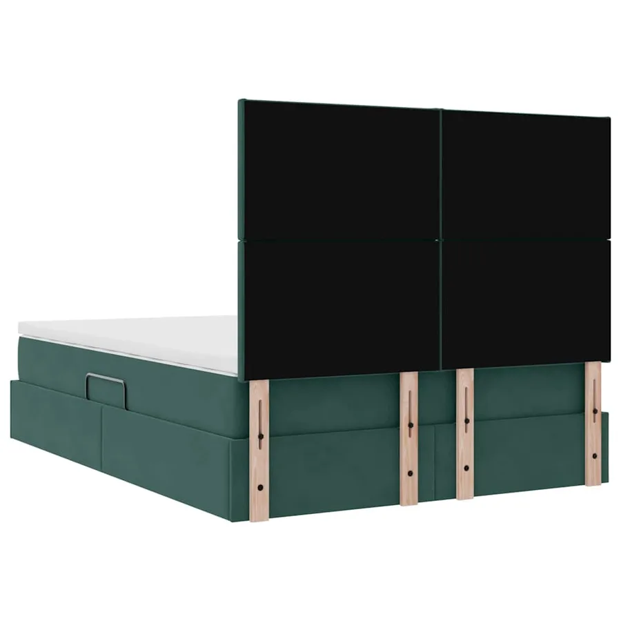 Lit avec rangement et matelas Vert foncé 140 x 190 cm Velours - 11