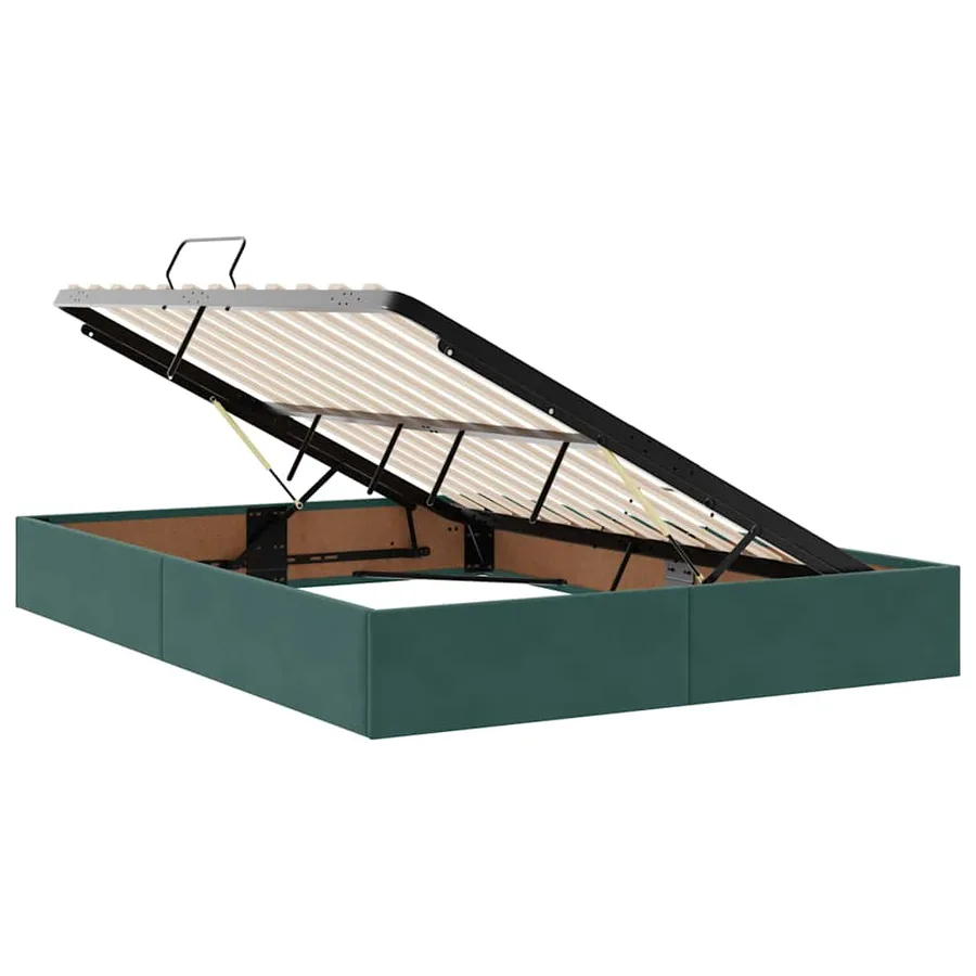 Lit avec rangement et matelas Vert foncé 140 x 190 cm Velours - 6