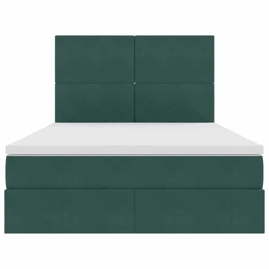 Lit avec rangement et matelas Vert foncé 140 x 190 cm Velours - 7