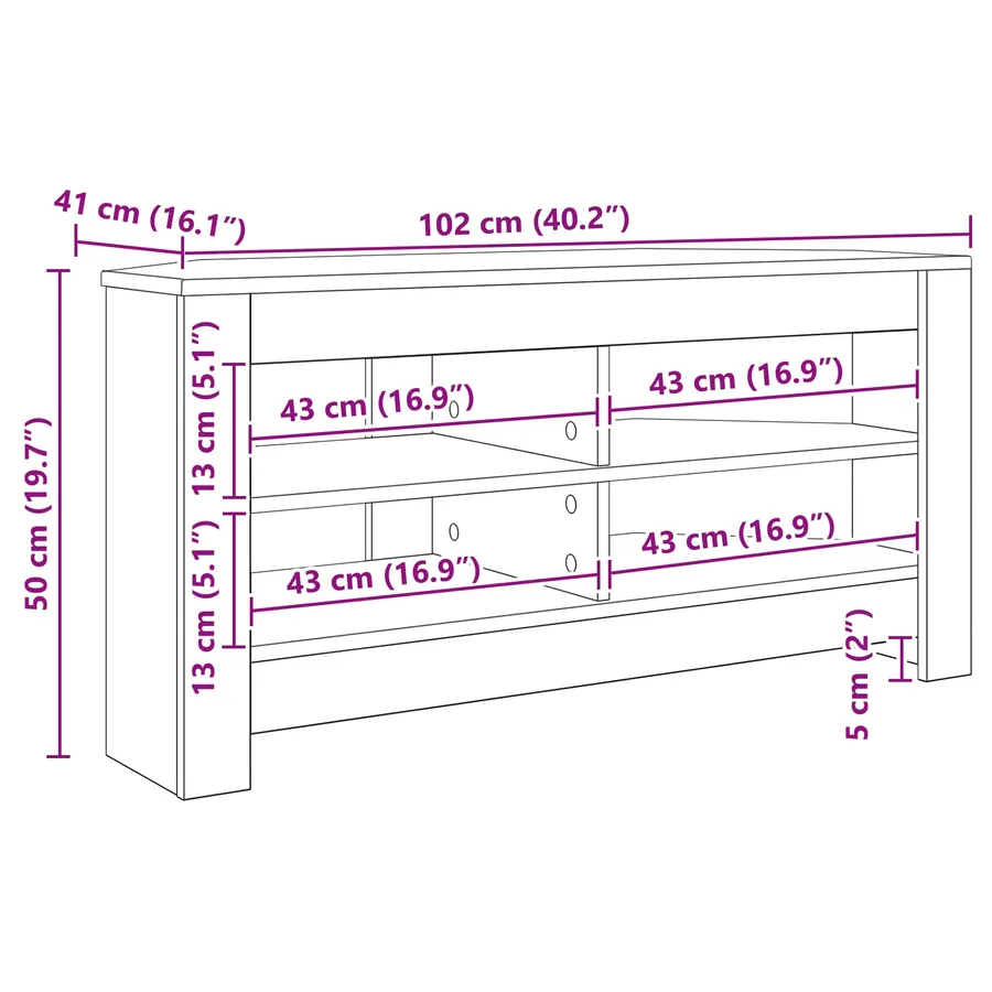 MeubleTVd'Angle Bois Ancien 102 x 40,5 x 45 cm - 8