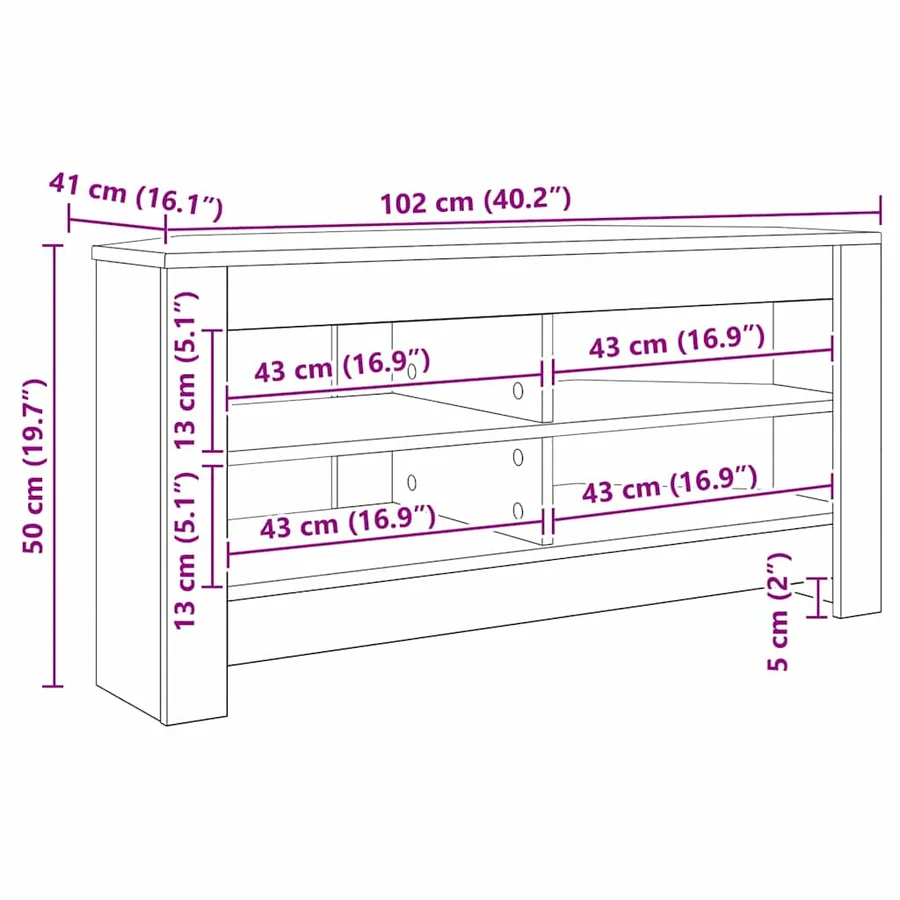 MeubleTVd'Angle Gris Sonoma 102 x 40,5 x 45 cm - 8