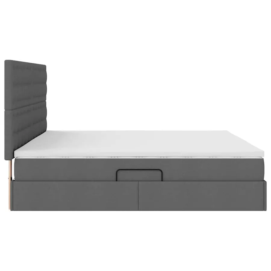 Lit de rangement LED avec matelas Gris foncé 200 x 200 cm Tissu - 11
