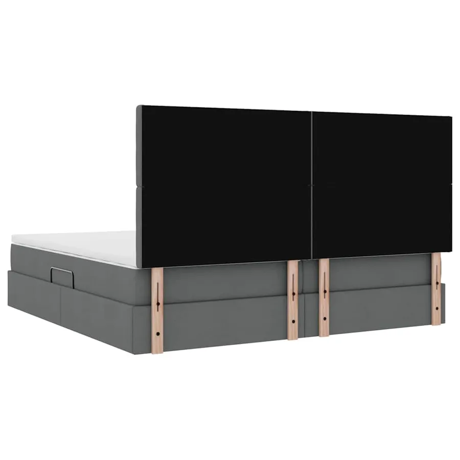 Lit de rangement LED avec matelas Gris foncé 200 x 200 cm Tissu - 12