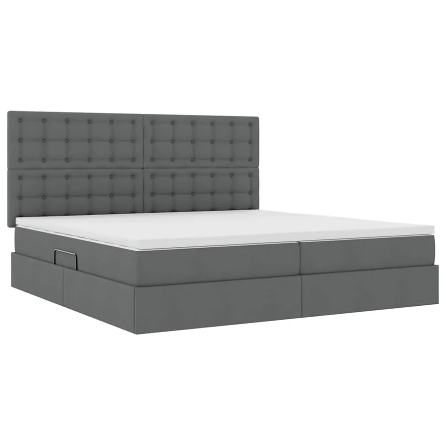 Lit de rangement LED avec matelas Gris foncé 200 x 200 cm Tissu - 6