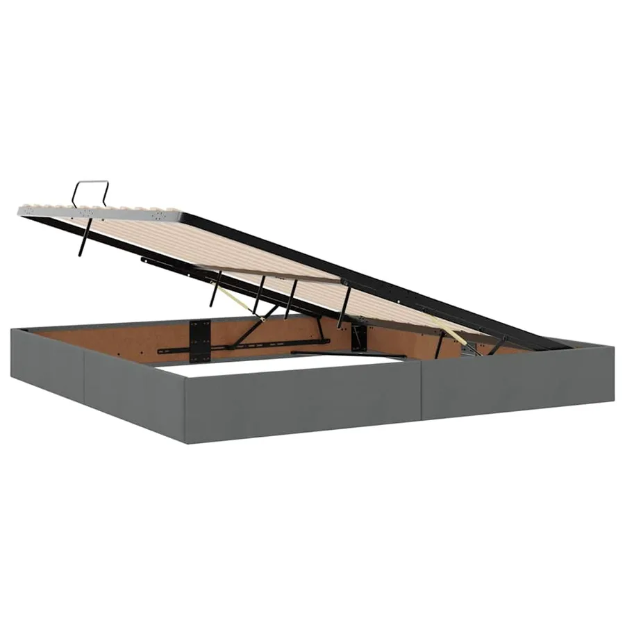 Lit de rangement LED avec matelas Gris foncé 200 x 200 cm Tissu - 7
