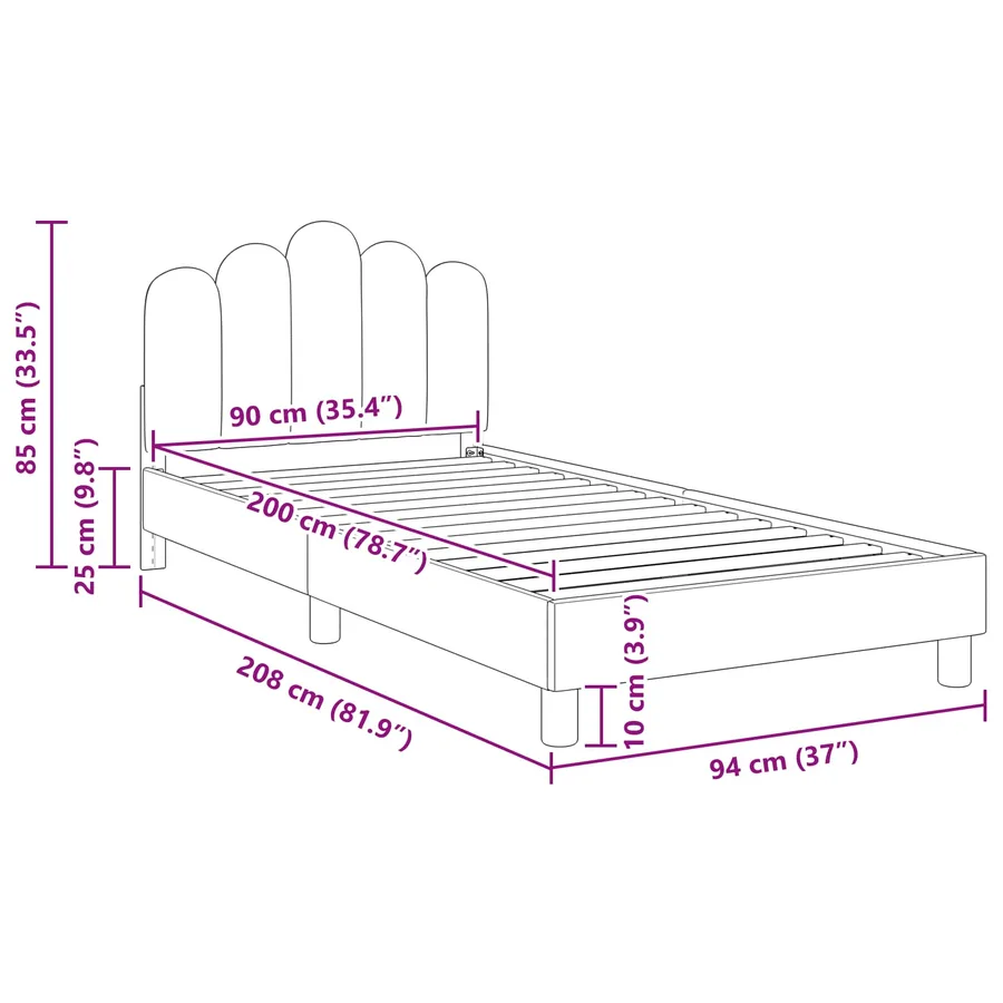 Cadre de lit pour enfants avec tête de lit Rose 90 x 200 cm - 8