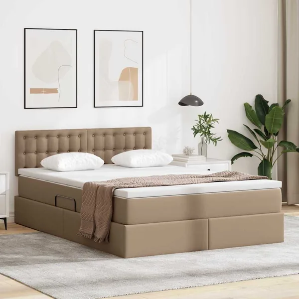 Lit avec rangement et matelas Cappuccino 140 x 190 cm