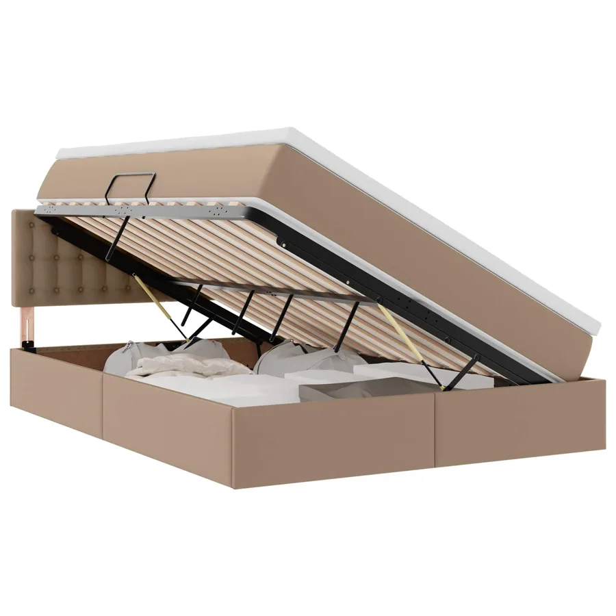 Lit avec rangement et matelas Cappuccino 140 x 190 cm - 2
