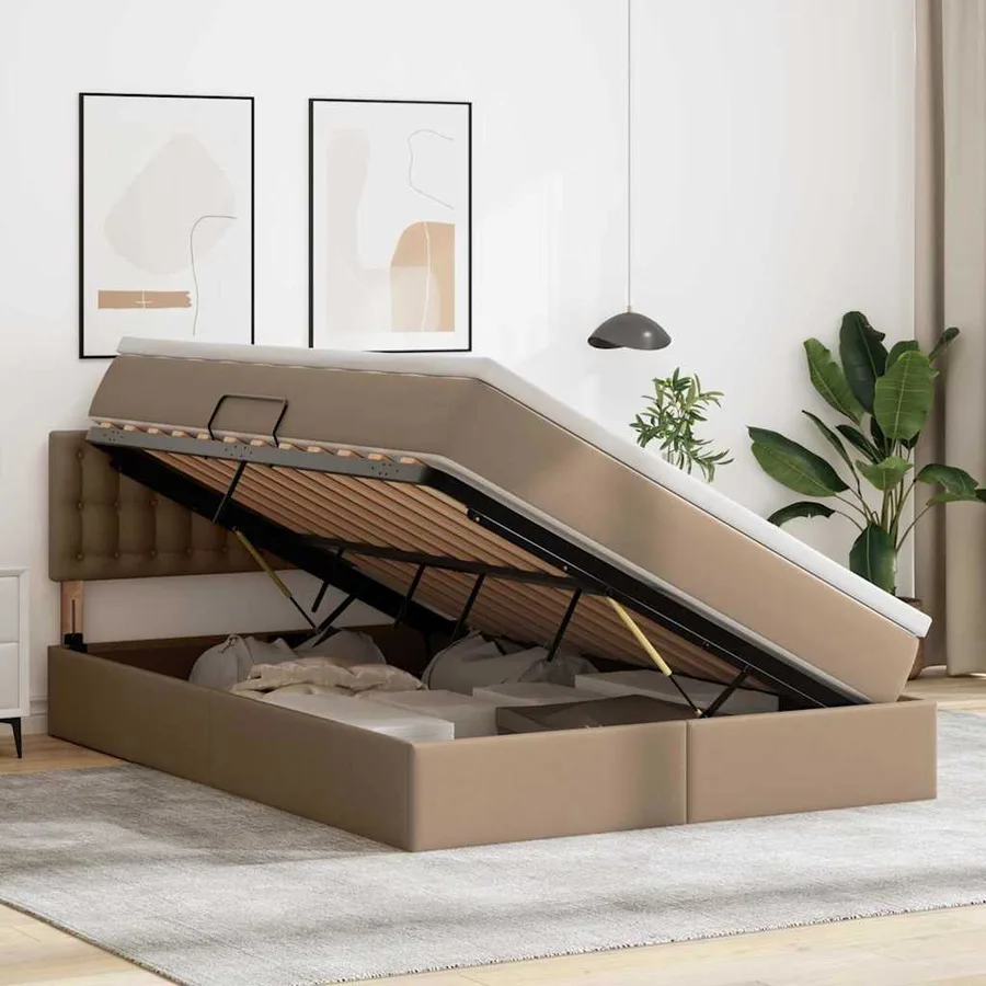 Lit avec rangement et matelas Cappuccino 140 x 190 cm - 4